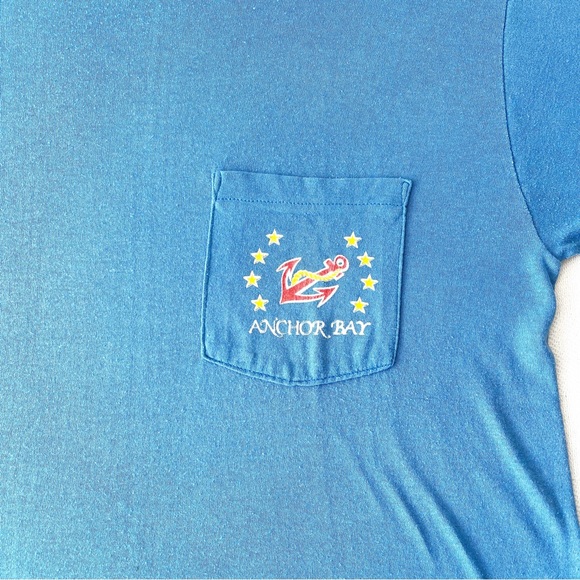 VINTAGE 1970s Blue Sailor Single Stitch T-Shirt All American Boys Anchor Bay - Picture 2 of 10